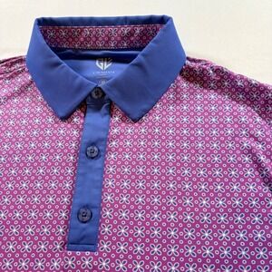 Graham Luxe Leighton Golf Polo Shirt Mens M Purple Floral Stretch Performance